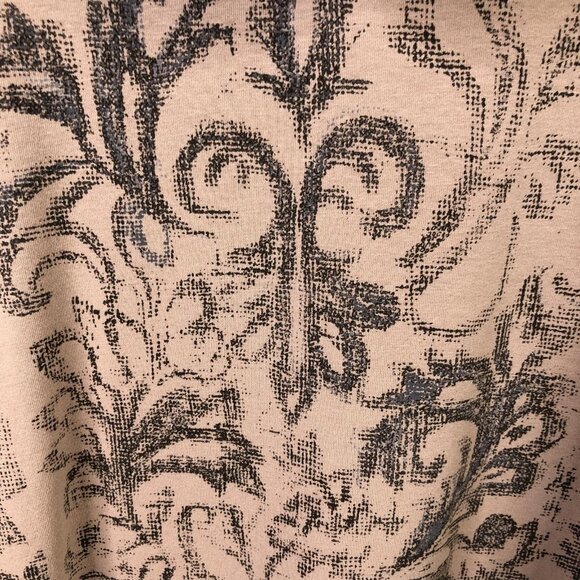 LOGO Lounge Hoodie Womens 2XL Pink Gray Damask Zip Front Pleated Mesh Hem Tunic - Picture 14 of 16